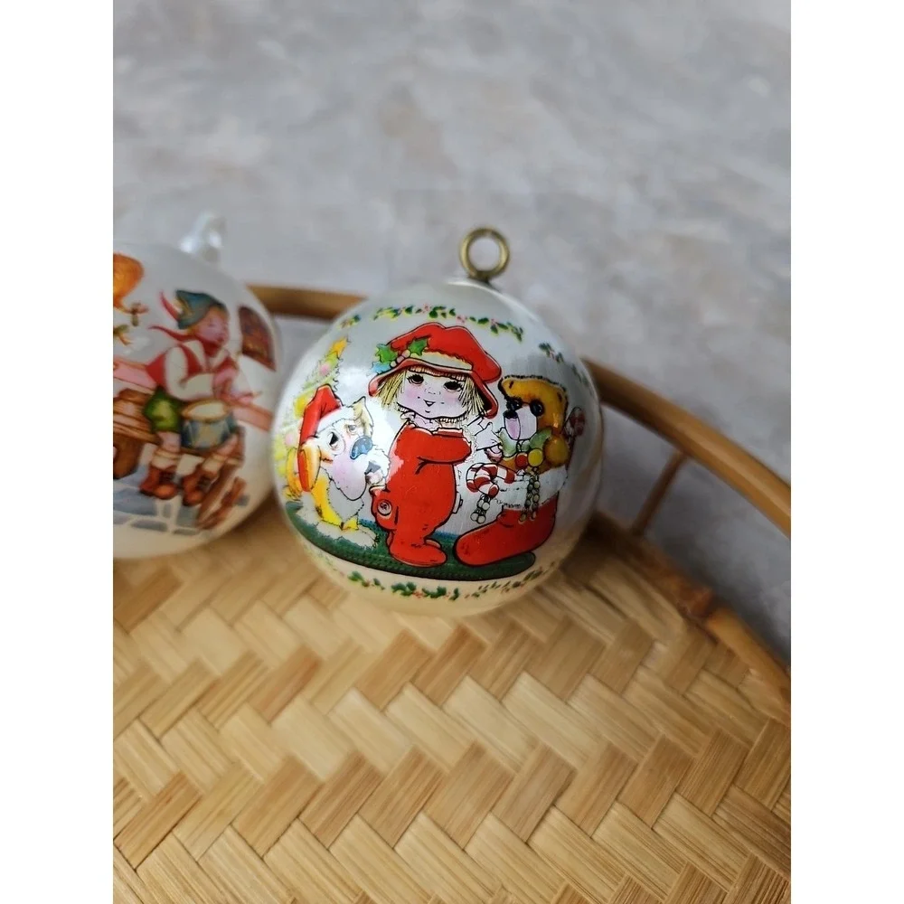 Vintage Christmas Ornaments Satin Silk Ball Wrapped Lot of 4 Random Designs